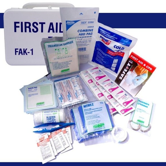 First Aid Emergency Kit Minor Emergencies ANSI Compliant Weatherproof Case - Picture 2 of 8